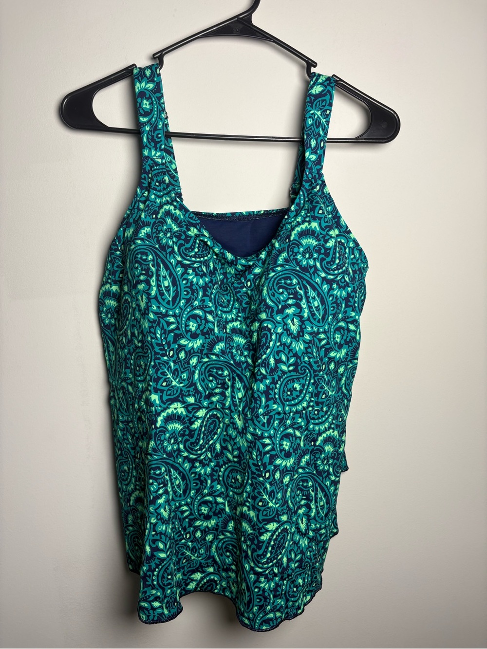 Lands' End Teal and Navy Paisley Tankini